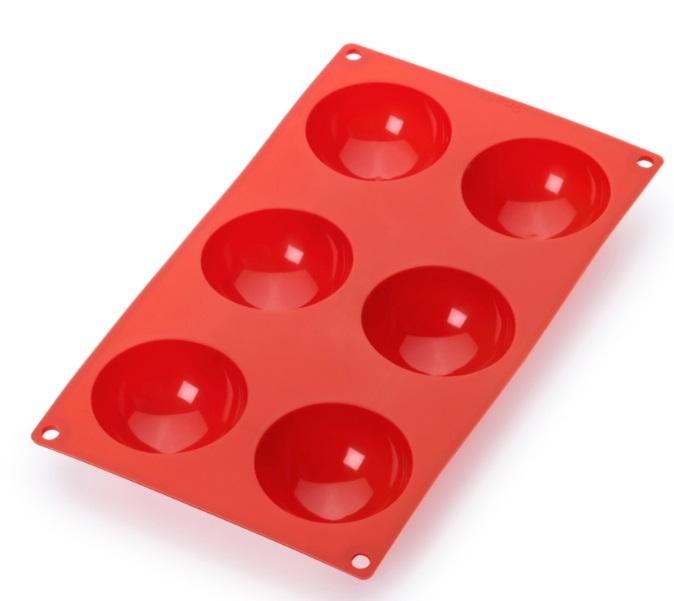 Puolipallomuotti 6 kuppia silikonia